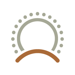 Future-Development-&-Expansion A gentle gray semicircle rises, crowned with a whisper of gray dots arranged in a soft, incomplete arc above it, while below, a graceful brown curve flows serenely beneath the form.